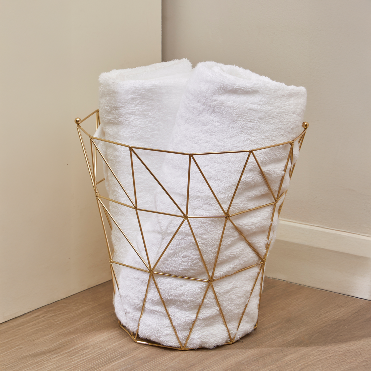 Gold Finish Tall Storage Basket