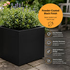 Galvanised Steel Black Cube Metal Planter 50cm x 50cm