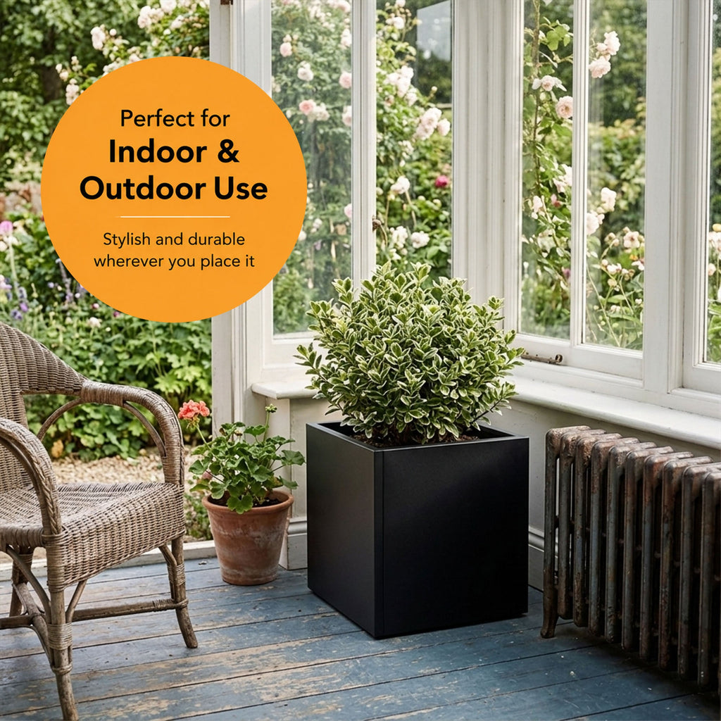 Galvanised Steel Black Cube Metal Planter 50cm x 50cm