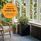 Galvanised Steel Black Cube Metal Planter 50cm x 50cm