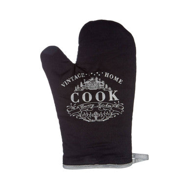 Vintage Style Black Single Oven Glove
