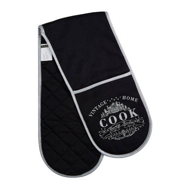 Vintage Style Black Double Oven Glove