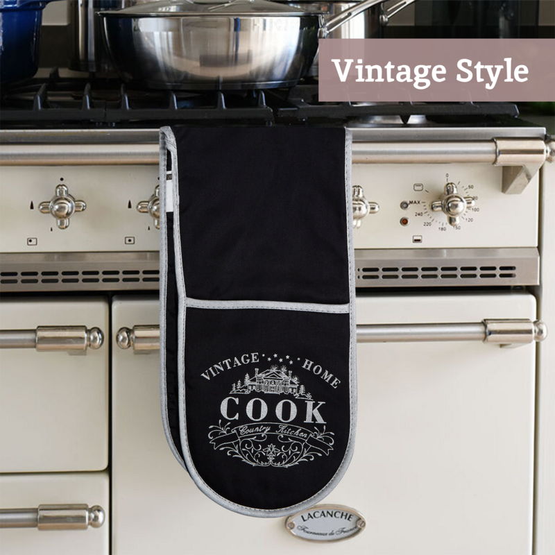 Vintage Style Black Double Oven Glove