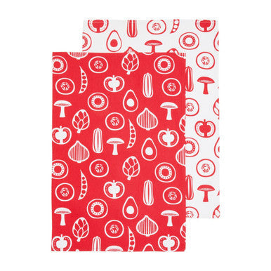 Set of Three Red Tea Towels