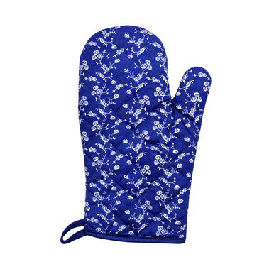 Blue Rose Print Single Oven Glove