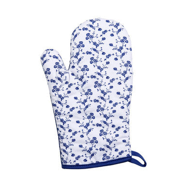 Blue Rose Print Single Oven Glove