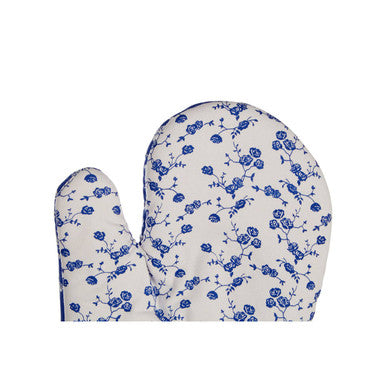 Blue Rose Print Single Oven Glove