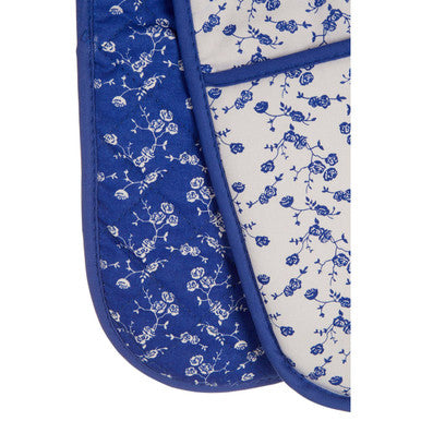 Blue Rose Print Double Oven Glove
