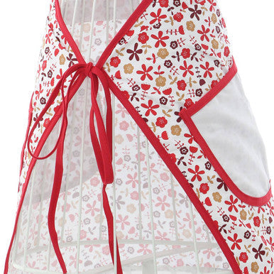 Red Daisy Print Apron