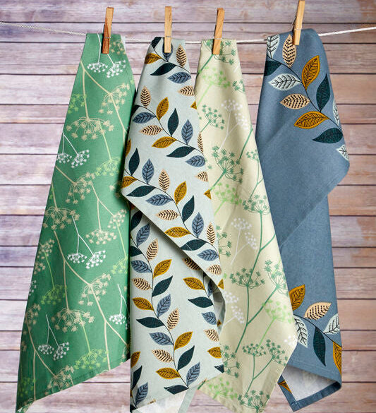 Set of Three Cow Parsley Print Tea Towels