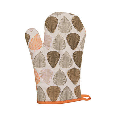 Orange Leaf Print Single Oven Glove
