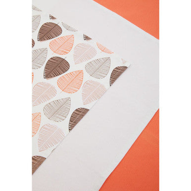 Set of Three Orange Leaf Print Tea Towels