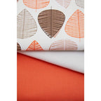 Set of Three Orange Leaf Print Tea Towels