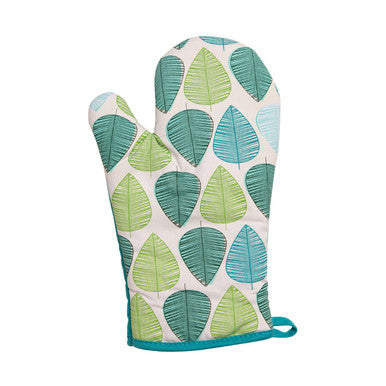 Green Leaf Print Single Oven Glove