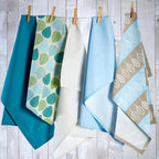 Set of Three Green Leaf Print Tea Towels