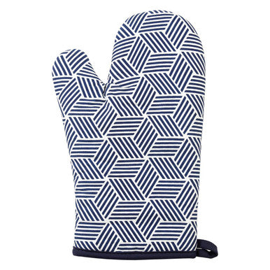 White Blue Single Oven Glove