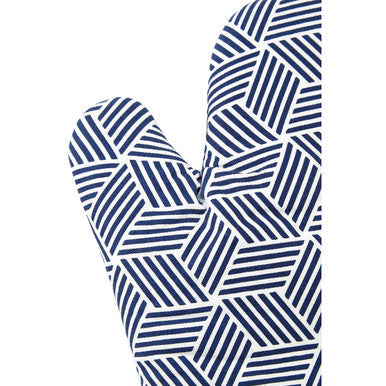 White Blue Single Oven Glove