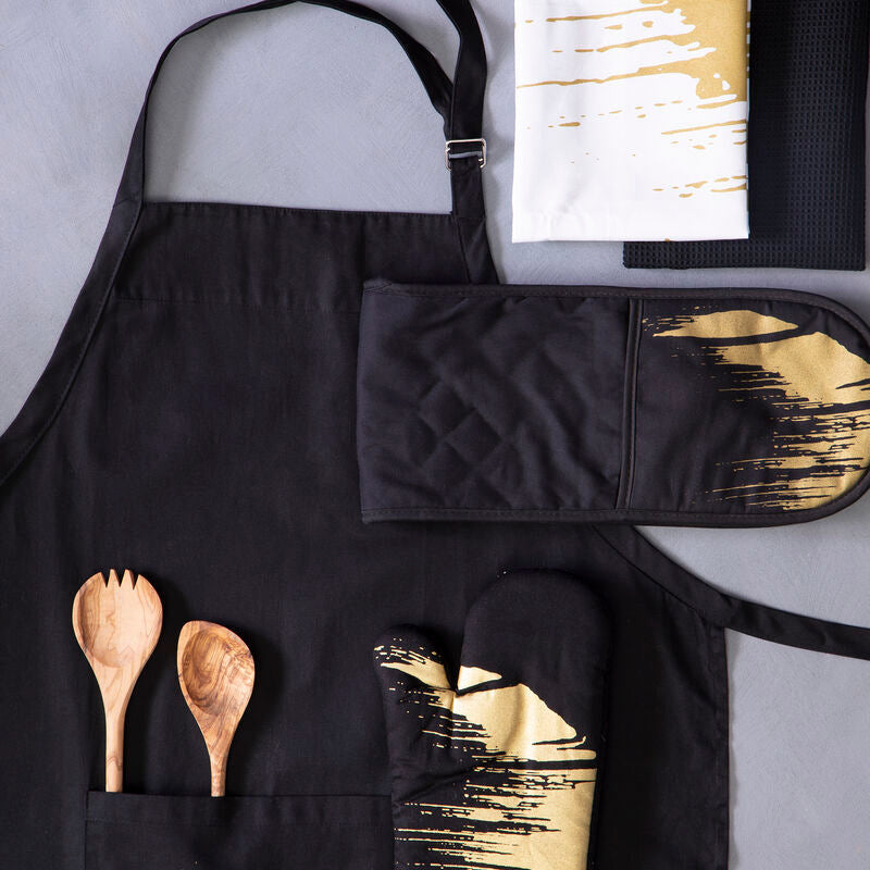 Black Apron with Oversized Pocket