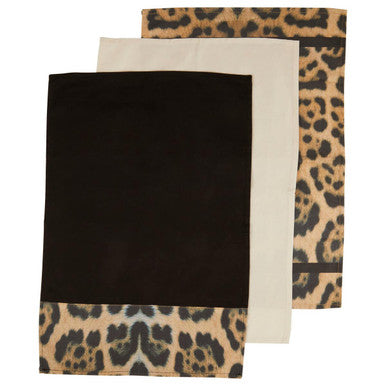Set of 3 Tea Towels in Leopard Print