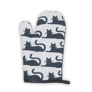 Black Cat Print Single Oven Glove