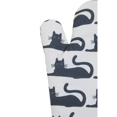 Black Cat Print Single Oven Glove