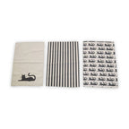 Set of Three Black Cat Print Tea Towels