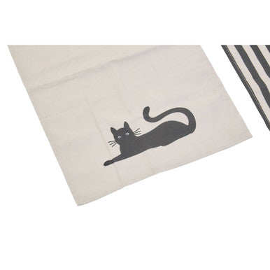 Set of Three Black Cat Print Tea Towels