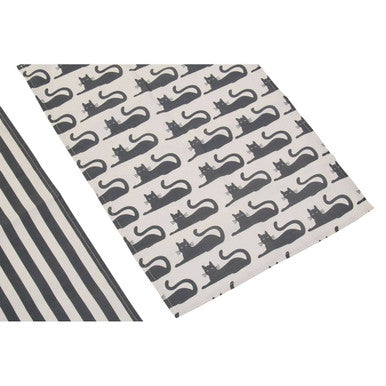 Set of Three Black Cat Print Tea Towels