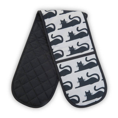 Black Cat Print Double Oven Glove