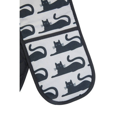 Black Cat Print Double Oven Glove