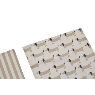 Set of Three Sausage Dog Print Tea Towels