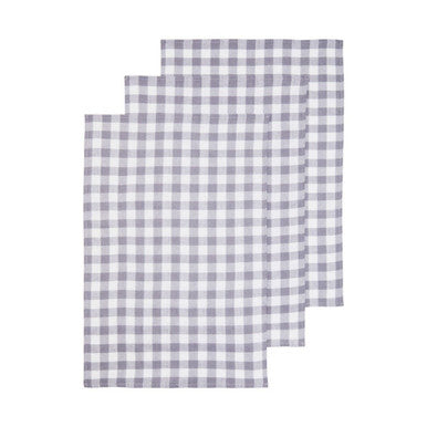 Set of Three Grey and White Cotton Tea Towels