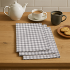 Set of Three Grey and White Cotton Tea Towels