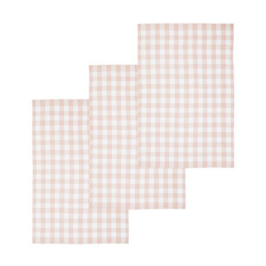 Set of Three Amber and White Tea Towels