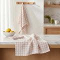 Set of Three Amber and White Tea Towels