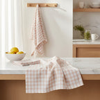 Set of Three Amber and White Tea Towels
