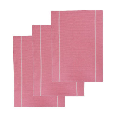 Set of 3 Pink and White Waffle Tea Towels