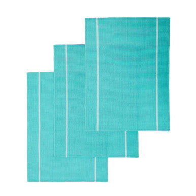 Set of 3 Green and White Waffle Tea Towels