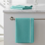 Set of 3 Green and White Waffle Tea Towels