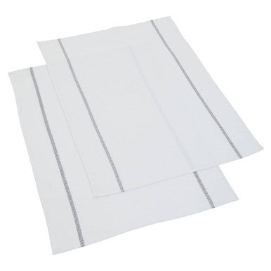 Set of 3 White and Grey Violet Waffle Tea Towels