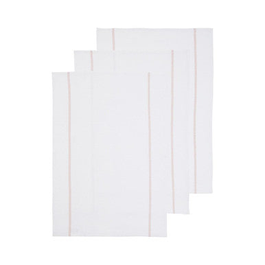 Set of 3 White and Almond Waffle Tea Towels
