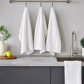 Set of 3 White and Almond Waffle Tea Towels