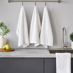 Set of 3 White and Almond Waffle Tea Towels