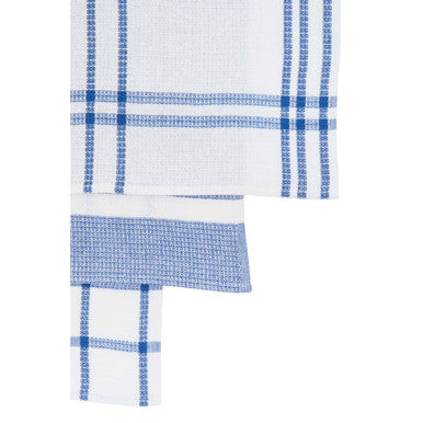 Set of Three Waffle Blue and White Tea Towels