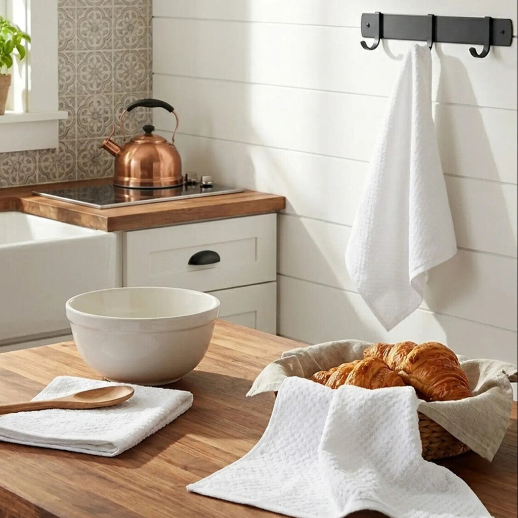 Set of 3 White Terry Tea Towels