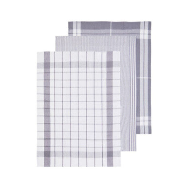 Set of Three Grey and White Tea Towels