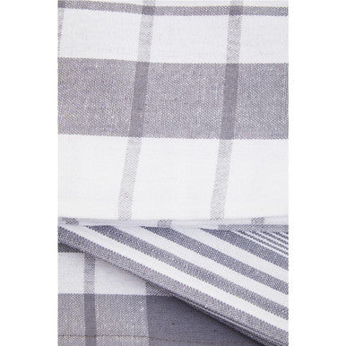 Set of Three Grey and White Tea Towels