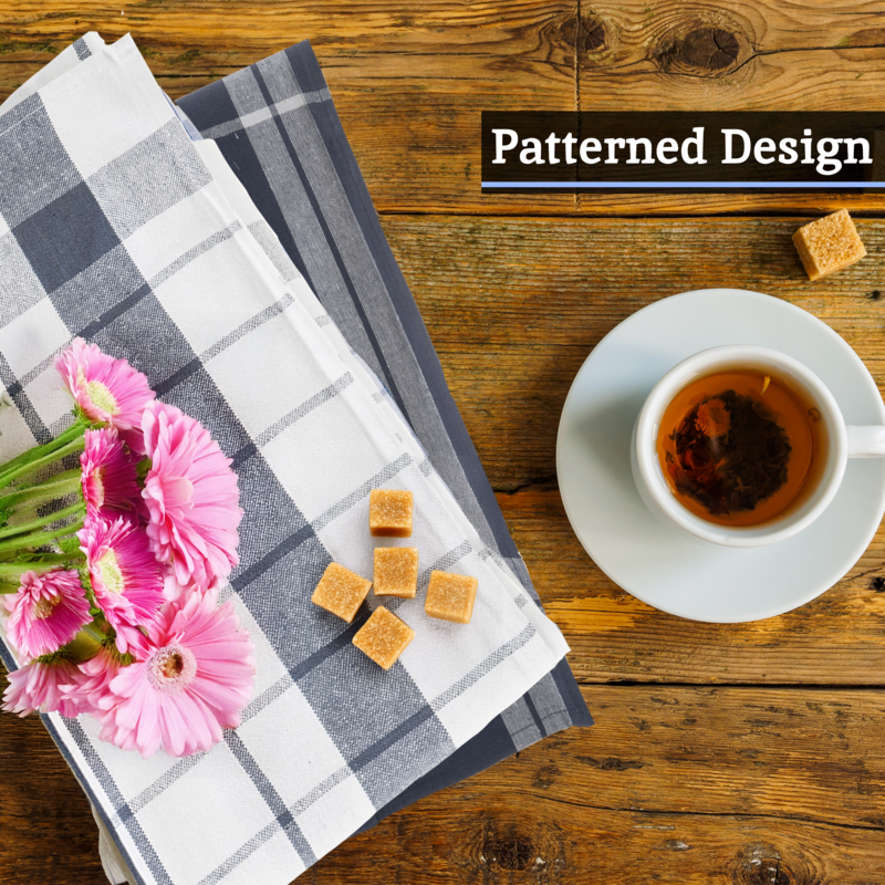 Set of Three Grey and White Tea Towels