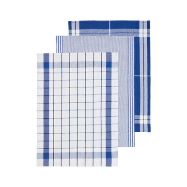 Set of Three Blue and White Tea Towels