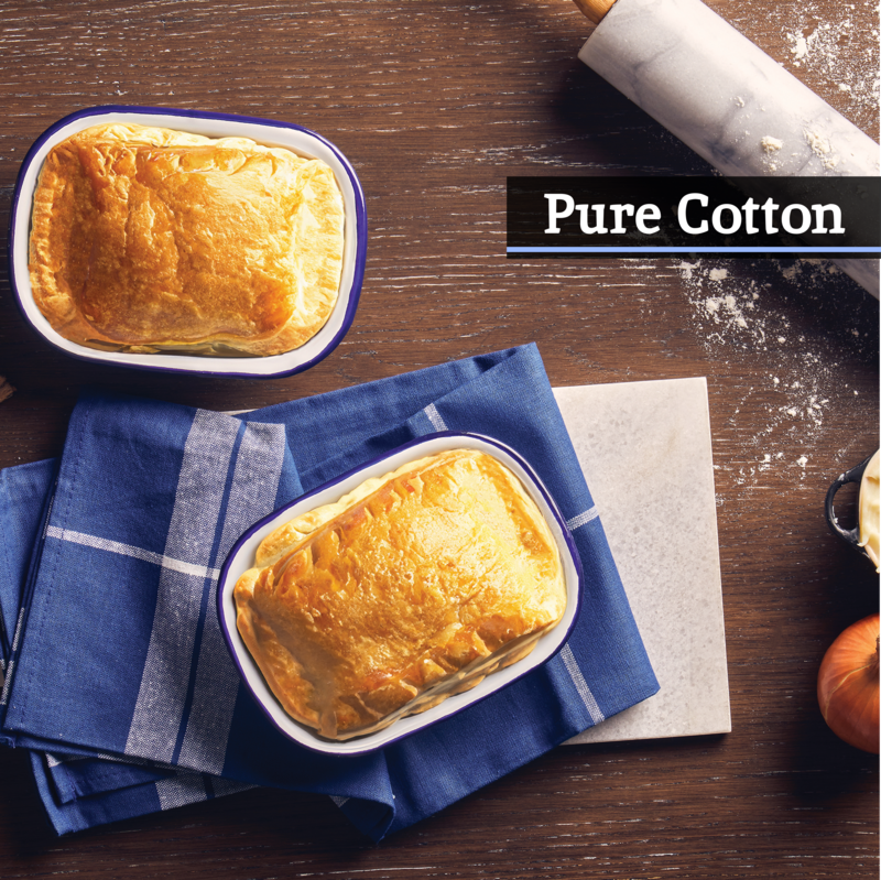 Set of Three Blue and White Tea Towels